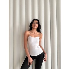 Ys Kadın Ip Askılı Uzun Crop - Beyaz