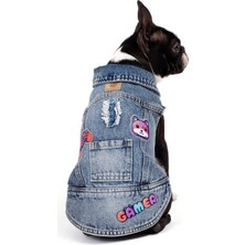 FOURAMOUR Orta Kar Yıkama Denim Köpek Yeleği “Gamer”