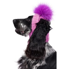 FOURAMOUR El Örgüsü Batik Leylak Ponponlu Köpek Şapkası