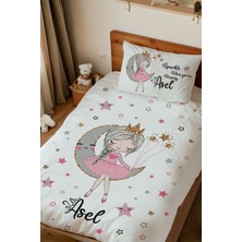 Homamia Isme Özel Baskılı %100 Pamuk Tek Kişilik Nevresim Takımı Aydaki Kız