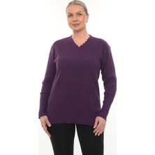 Kadın Uzun Kollu Triko Kazak Bluz Penye Anne Merdiven Yaka Kışlık Mevsimlik Dört Mevsim