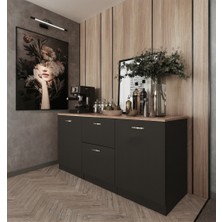 T Designo Gün Mutfak 2 Kapaklı-2 Çekmeceli Alt Modül - 150 cm - Çok Amaçlı Dolap - Tezgah Dahil