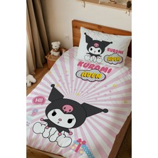 Homamia Isme Özel Baskılı %100 Pamuk Tek Kişilik Nevresim Takımı Kuromi