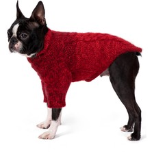 FOURAMOUR El Örgüsü Batik Vişne Rengi Örgülü Köpek Kazak Regular Fit