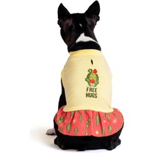 FOURAMOUR Pamuklu Sarı Köpek Elbisesi “Free Hugs”