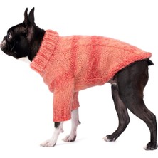 FOURAMOUR El Örgüsü Batik Mercan Rengi Örgülü Köpek Kazak Regular Fit