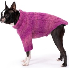 FOURAMOUR El Örgüsü Batik Leylak Rengi Örgülü Köpek Kazak Regular Fit