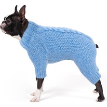 FOURAMOUR El Örgüsü Bebek Mavisi Pirinç Desenli Saç Örgü Köpek Tulumu Regular Fit