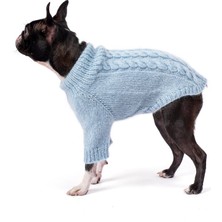 FOURAMOUR El Örgüsü Buz Mavisi Saç Örgü Desenli Basic Köpek Kazak Regular Fit