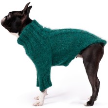 FOURAMOUR El Örgüsü Çam Yeşili Örgülü Köpek Kazak Regular Fit