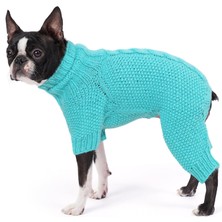 FOURAMOUR El Örgüsü Arktik Mavisi Pirinç Desenli Saç Örgü Köpek Tulumu Regular Fit