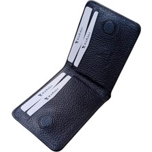 Karalı Deri Hakiki Deri Mıknatıs Kapaklı Erkek Cüzdan Kartlık