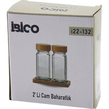Timion 2pcs Bambu Kapaklı Cam Tuzluk - Biberlik - Baharatlık 120ML (5148)