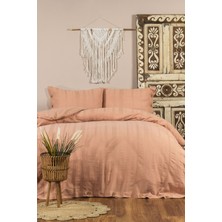 Elart Tiara Nevresim Takımı Çift Kişilik Lastikli Çarşaf %100 Pamuk Ranforce Ahşap Düğmeli (200X220 Cm) Tarçın