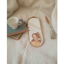 El Yapımı Botticelli Venüs Temalı El Boyaması Dekoratif Oval Ayna (30X13 Cm)