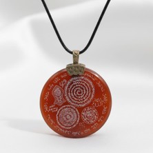 El Yapımı Kırmızı Çok Dualı Akik Taşı Kolye, Manevi Sembollerle Şifa ve Denge