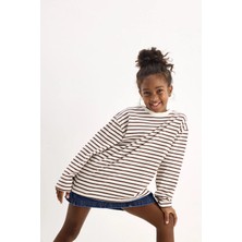 Marvy Kahve Çizgili Uzun Kollu Tshirt