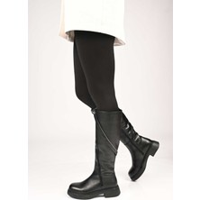 Bestello Bağcıksız Fermuarlı Termo Taban Hakiki Deri Çizme 334-1000 Kadın Çizme