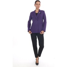 White Diamond Yaka Bros ve Düğme Detaylı Ceket 38 - Mor