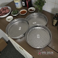 Gül Çelik 3'lü Derin Çiğ Köfte Tepsisi & Tepsisi 39-42-45 cm