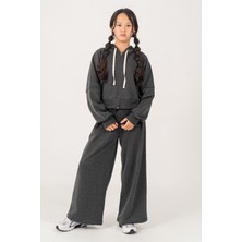 Kinderos Oversize Kesim Kapüşonlu Kız Çocuk Eşofman Takımı- 26K 6502