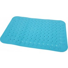 Vakumlu Kaymaz Banyo ve Duş Matı - 37X66 cm Anti-Bakteriyel Vantuzlu Paspas (Mavi/turkuaz)