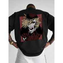 Afri Douma Anime Grafik Tasarım Unisex Oversize Tişört - Premium Süprem Kumaş - Siyah