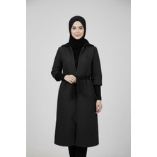 Seylan Kadın Büyük Beden Astarlı Triko Detaylı Fermuarlı Mevsimlik Mont