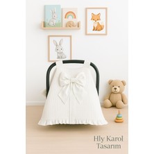 Hly Karol Tasarım Fiyonklu Pamuklu Örgü Pike Bebek Puset Örtüsü Yeni Doğan Uyumlu