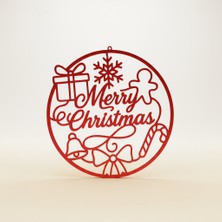 🎄 Merry Christmas Yuvarlak Askı Süsü – Minimal Yılbaşı Dekoru | Kabuk Factory Tasarımı