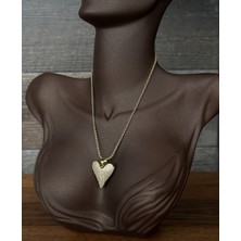 Toz Vintage Doria Zirkon Taşlı Kalp Figürlü Altın Kaplama Kadın Vintage Retro Kolye