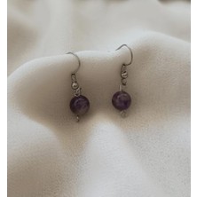 Küpe Doğaltaş Sallantılı Ametist Balık Burcu Taşı Küpe