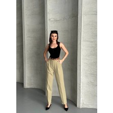 My Lunessa Haki Kemerli Havuç Kesim Kumaş Pantolon