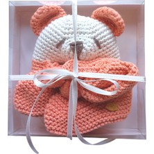 Pacco Baby El Örgüsü Yavruağzı Patik & Diş Kaşıyıcı Set