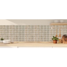 Grown Bej Kareli Karo Folyo Kendinden Yapışkanlı Duvar Kağıdı • Minimalist Duvar Sanatı