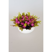 adresiburasi Beton Kase Model Saksıda Banko Masa Çiçeği Koyu Pembe