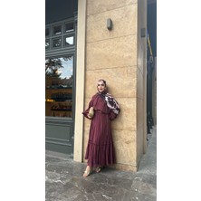 Balon Kol Etekli Takım Bordo