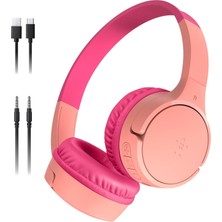 Belkin Soundform Mini Çocuk Kablosuz Kulaklık (Pembe) – Dahili Mikrofon, 30 Saat Çalma, Eğlenceli Çı