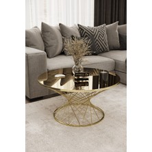 Home Plus Mobilya Hasır Orta Sehpa Gold Kaplama Bronz Ayna