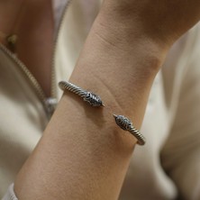 Nusret Takı 925 Ayar Gümüş Şahin Başı Yaylı Burgu Kol Erkek Bileziği