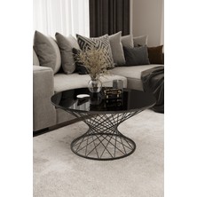 Home Plus Mobilya Hasır Orta Sehpa Siyah Ayak Siyah Ayna