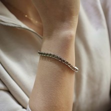 Nusret Takı 925 Ayar Gümüş Kare Zultanit Taşlı Suyolu Bileklik