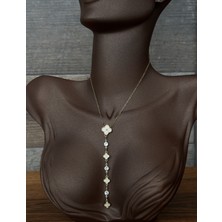 Toz Vintage Emina Çiçek Motifli Taşlı Sarkıt Vintage Retro Kolye