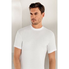 Şahinler Beyaz Kısa Kollu Kapalı Yaka Ribana 6 Adet Erkek Atlet 022