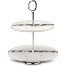 Jumbo Romano Mermer 2 Katlı Servislik Beyaz