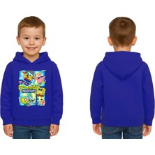 Sedirli Unisex Sünger Bob Baskılı Çocuk Swaetshirt Kapşonlu 3 Iplik Şardonlu