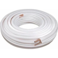 Wetube Kesilmiş Izolasyonlu Beyaz Çiftli Klima Montaj Borusu Bakır 9mm 3/8-5/8- 5 mt