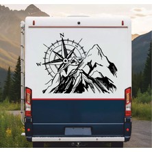 Sticker Usta Pusula ve Dağ Sticker - 4x4 Off Road Kamp Adventure - Araba Oto Cam Karavan Sticker - 00234