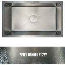 Gl General 40X60 Antrasit Petek Dokulu Çelik Mutfak Eviyesi 304 Paslanmaz Çelik 1mm