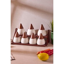 Perotti Sharp Porselen 7'li Baharatlık Seti Dekoratif Çok Amaçlı Ergonomik Mutfak Organizeri